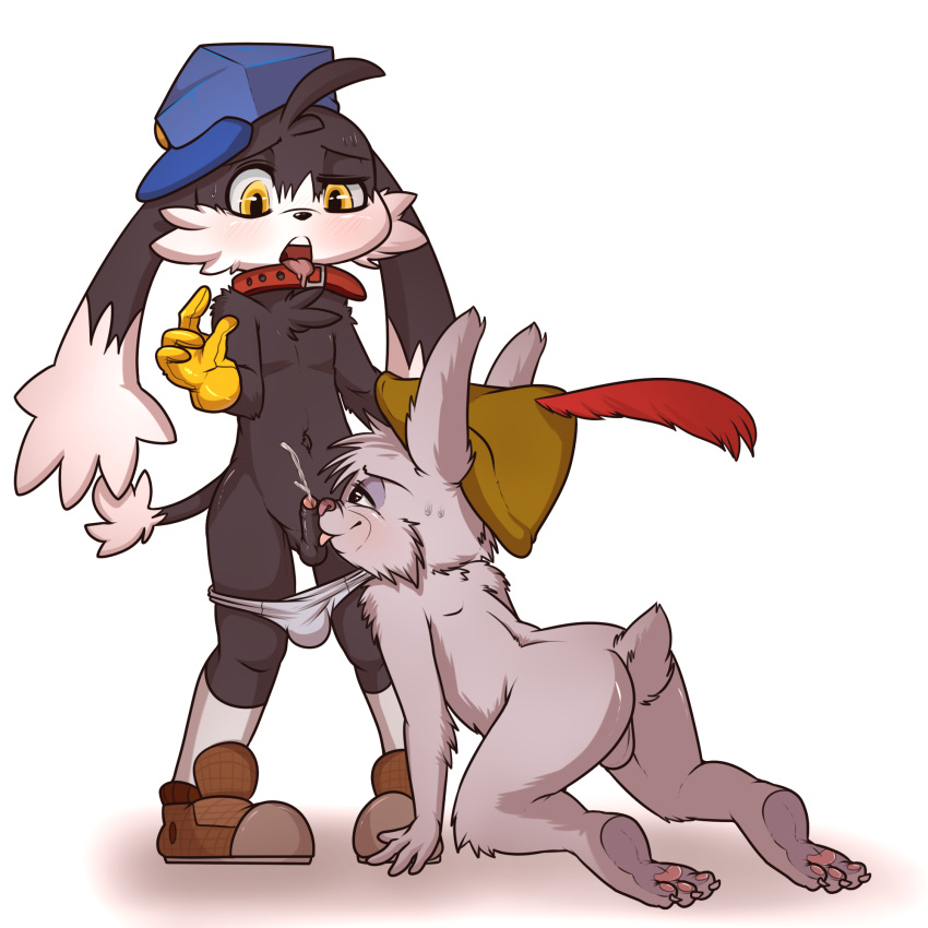 1:1 3_toes 4_fingers anthro balls barefoot black_fur blush claws clothed clothing collar crossover cub cum digital_media_(artwork) disney drooling duo enookie feathers fellatio footwear fur hat headgear headwear hi_res humanoid_penis klonoa klonoa_(series) lagomorph legwear leporid licking long_ears male male/male mammal nude open_mouth oral orgasm partially_clothed penile penis penis_lick rabbit robin_hood_(disney) saliva sex shoes simple_background skippy small_penis smile socks standing sweat toes tongue tongue_out underwear video_games white_background white_fur yellow_eyes young