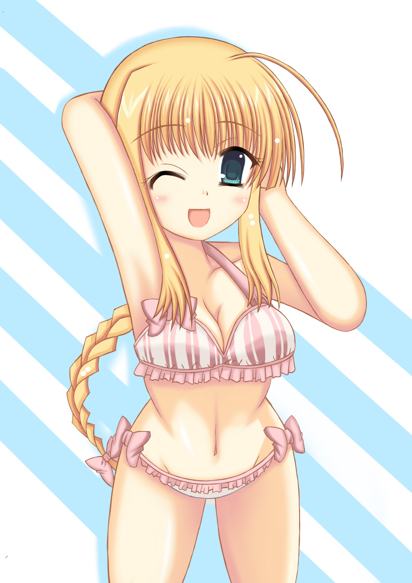 1girl absurdres blonde_hair green_eyes highres silfa swimsuit to_heart to_heart_2 to_heart_2_ad