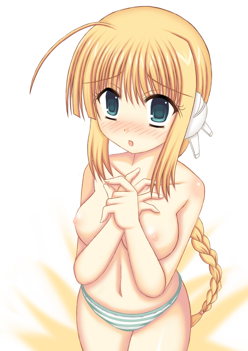 1girl absurdres blonde_hair green_eyes highres nipples panties silfa to_heart to_heart_2 to_heart_2_ad underwear