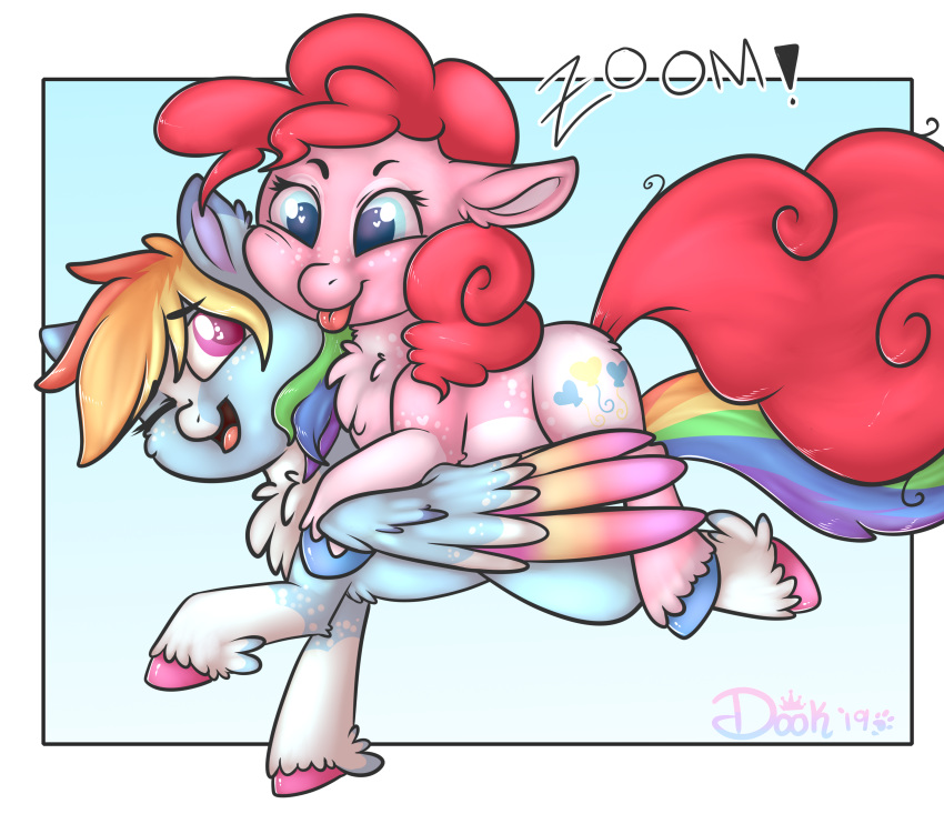 2019 absurd_res cutie_mark duo earth_pony equid equine female feral friendship_is_magic hi_res hooves horse mammal my_little_pony open_mouth pinkie_pie_(mlp) pony pterippus rainbow_dash_(mlp) tongue tongue_out toodledipsy