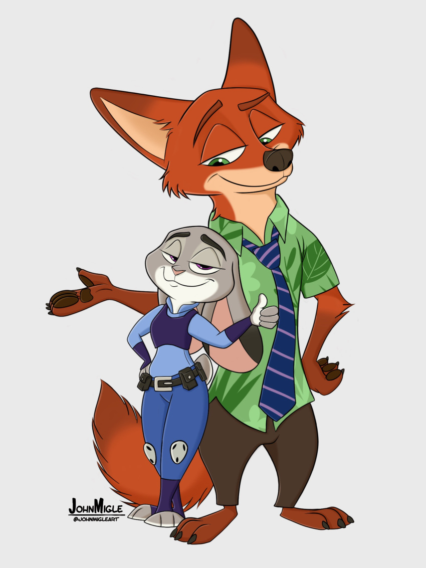 2019 anthro canid canine clothed clothing disney female fox fur hi_res johnmigleart judy_hopps lagomorph leporid male mammal mother nick_wilde parent police_uniform rabbit uniform zootopia