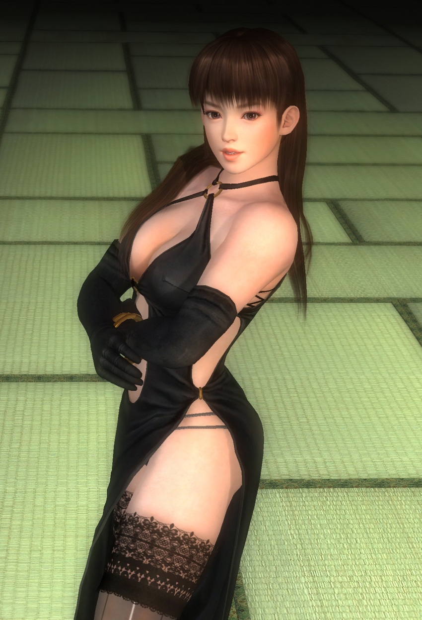 dead_or_alive dress highres lei_fang long_hair stockings