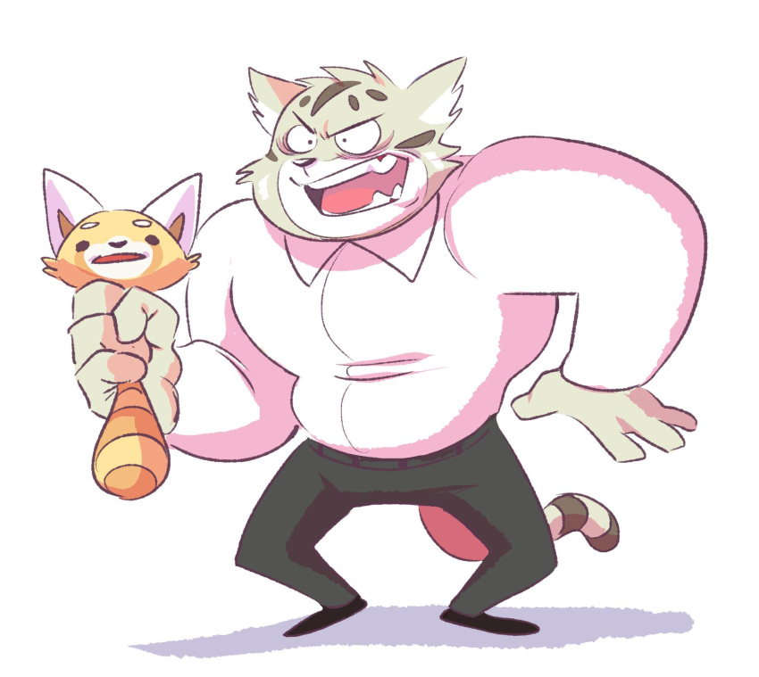 aggressive_retsuko ailurid anthro clothed clothing digital_media_(artwork) felid feline fur hi_res male mammal manumaru pallas's_cat plum_(artist) red_panda resasuke sanrio