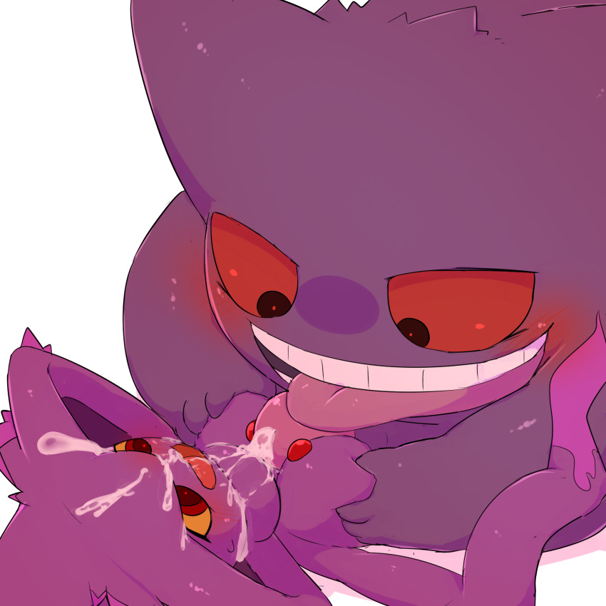 1:1 2018 breasts cum cum_on_face duo female gengar hi_res male male/female mismagius mixeeeel nintendo not_furry open_mouth penis pok&eacute;mon pok&eacute;mon_(species) sex simple_background titfuck video_games