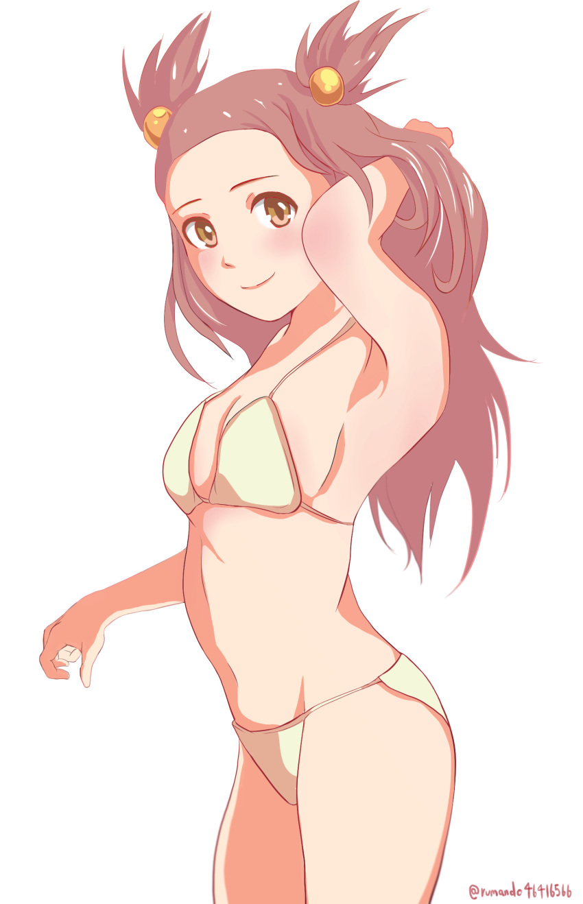 1girl absurdres bikini brown_eyes brown_hair creatures_(company) game_freak highres long_hair looking_at_viewer mikan_(pokemon) nintendo pokemon pokemon_(game) pokemon_hgss swimsuit