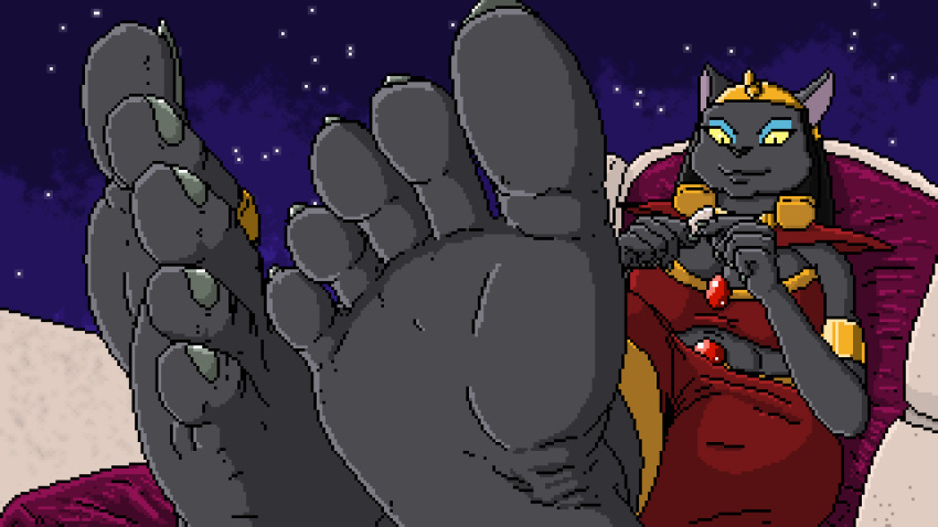 16:9 5_toes aladdin animated breasts digital_media_(artwork) disney evil-sprite feet felid feline female foot_focus headdress humanoid_feet mammal mirage_(aladdin) pixel_(artwork) ring solo toe_ring toes