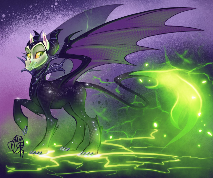 aerosaur83 disney dragon equid equine female fire friendship_is_magic horse hybrid magic maleficent mammal my_little_pony pony