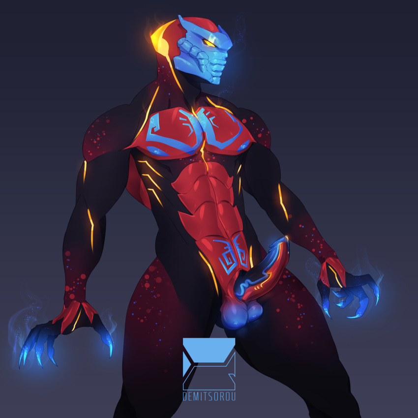 1:1 2019 abs balls bionicle claws colored_precum demitsorou digital_drawing_(artwork) digital_media_(artwork) english_text erection hi_res horny_(disambiguation) humanoid humanoid_penis lego machine magic male markings mask mind_control multicolored_body muscular muscular_male nipples not_furry nude pecs penis possession precum robot simple_background solo standing tahu text toa two_tone_body unusual_precum watermark yellow_eyes