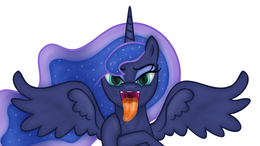 absurd_res alpha_channel drooling emu34b equid female feral friendship_is_magic hi_res hooves horn mammal mouth_shot my_little_pony princess_luna_(mlp) saliva spread_wings teeth tongue tongue_out vector winged_unicorn wings