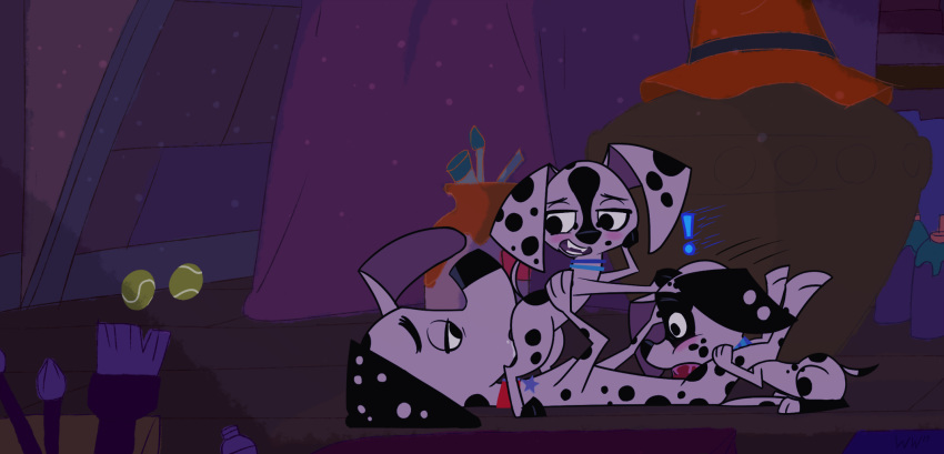 ! 101_dalmatian_street 101_dalmatians 2019 animal_genitalia animal_penis ball blush brother brother_and_sister canid canine canine_penis canis collar cunnilingus dalmatian dee_dee_(101_dalmatians) disney dizzy_(101_dalmatians) domestic_dog dylan_(101_dalmatians) fellatio female feral group group_sex hi_res incest knot looking_pleasured male male/female mammal open_mouth oral penile penis saliva sex sibling sister spots tennis_ball threesome vaginal whitewolf20xx young