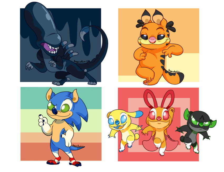 2019 4_fingers 4_toes alien alien_(franchise) alpha_channel alternate_species angoraram anthro back_spines big_ears big_head black_body black_eyes blossom_(powerpuff_girls) blue_claws blue_eyes blue_fur blue_mouth blue_nose bubbles_(powerpuff_girls) buttercup_(powerpuff_girls) cartoon_network cel_shading claws countershading crossed_legs crossover dipstick_ears dipstick_tail disney ears_down eulipotyphlan experiment_(species) eyebrows eyeless facial_markings felid feline forehead_markings fur garfield garfield_(series) gloves_(marking) green_claws green_eyes green_nose grey_countershading group half-closed_eyes leaning lilo_and_stitch looking_at_viewer mammal markings multicolored_ears multicolored_tail open_mouth open_smile orange_body orange_tongue pink_claws pink_eyes pink_nose pivoted_ears powerpuff_girls raised_eyebrow signature slightly_chubby small_tail smile socks_(marking) sonic_(series) sonic_the_hedgehog standing suspended_in_midair toes tongue white_pupils xenomorph yellow_body