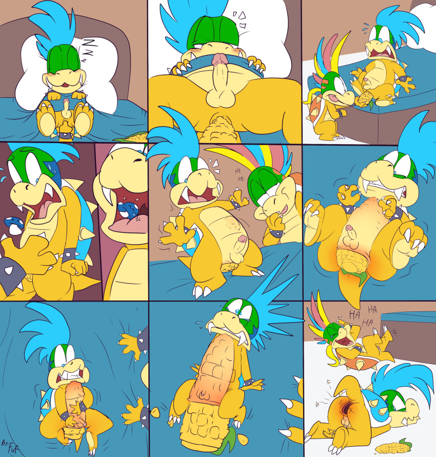 absurd_res anal anus balls belly brother brothers butt corn crying digital_media_(artwork) forced fuf hi_res humanoid-penis koopa koopaling larry_koopa lemmy_koopa male mario_bros mohawk_(disambiguation) nintendo pain penis rape scalie sibling tagme tears video_games young