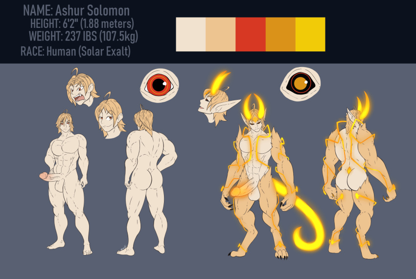 asian_mythology balls big_balls big_penis claws demon east_asian_mythology energy exalted glowing glowing_penis hi_res horn human japanese_mythology male mammal model_sheet mythology oni penis solo undeadkitty13 yōkai