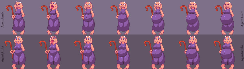 absurd_res agentambi alternate_color anthro belly big_belly bovid bovine breast_growth breasts caprine chubby_female clothed clothed_female clothing digestion female floppy_ears fur game_(disambiguation) goat growth hi_res mammal open_mouth oral_vore slightly_chubby soft_vore solo thick_thighs toriel undertale undertale_(series) vore weight_gain