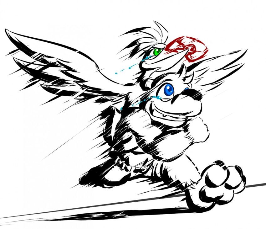 2019 3_toes action_lines anthro avian backpack banjo-kazooie banjo_(banjo-kazooie) barefoot bassybird bird blue_eyes breegull clothed clothing duo envelope feathered_wings feathers green_eyes grin kazooie letter mammal nintendo rareware running simple_background smile super_smash_bros. super_smash_bros._ultimate tears toes ursid video_games white_background wings