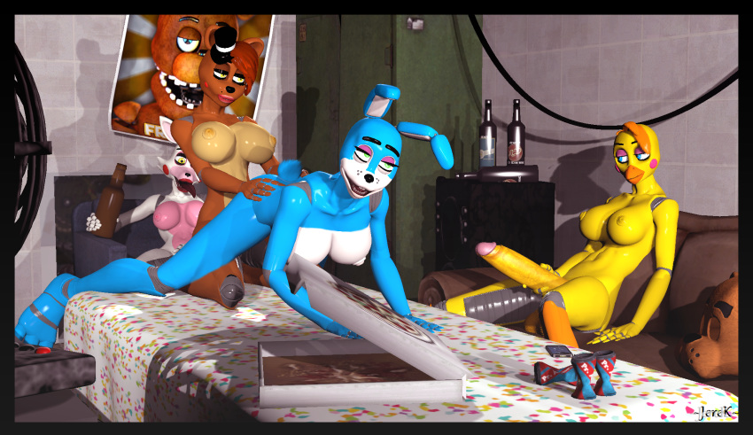 bonnie_(fnaf) breasts chica_(fnaf) female five_nights_at_freddy's five_nights_at_freddy's_2 freddy_(fnaf) gangbang group group_sex hi_res humanoid_penis jerek_(artist) machine mangle_(fnaf) nipples nude penis sex video_games