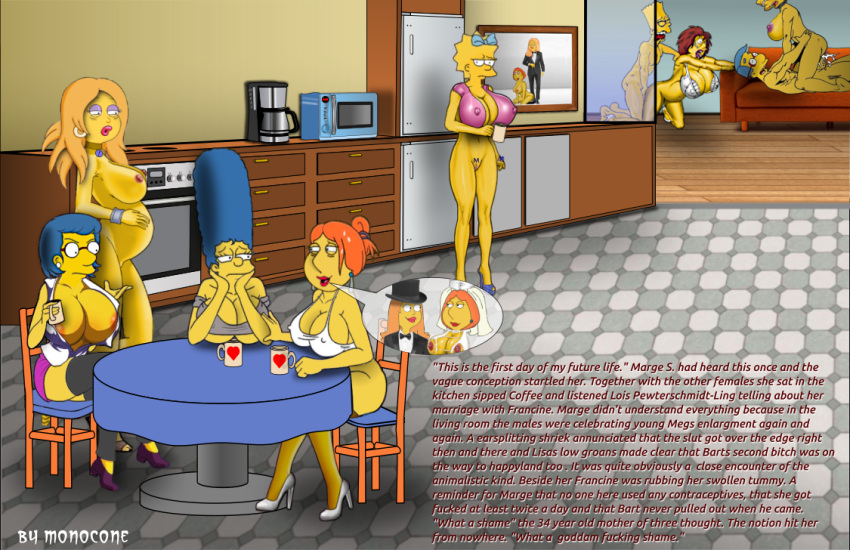 all_fours american_dad anal anal_penetration bart_simpson big_breasts breasts clothing crossover doggystyle family_guy female francine_smith from_behind_position huge_breasts human human_only incest legwear lisa_simpson lois_griffin luann_van_houten maggie_simpson male male/female mammal marge_simpson meg_griffin monocone not_furry penetration sex shaved_pussy stockings the_simpsons
