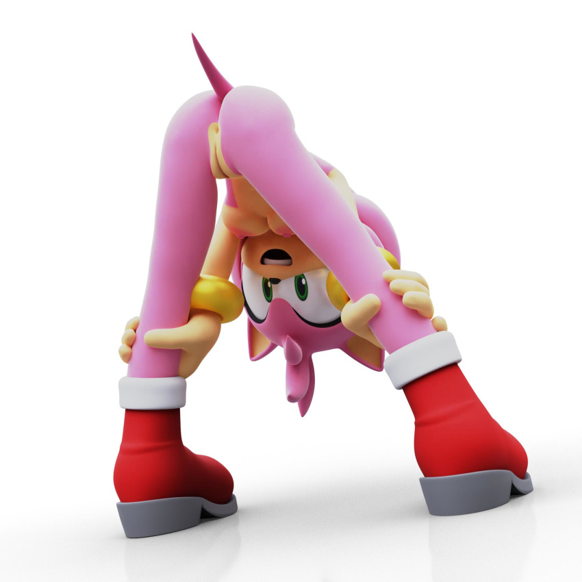 1girl 3d 3d_(artwork) amy_rose anthro areolae ass bent_over big_eyes boots bracelet breasts butt female female_focus female_only flexible furry grabbing_legs green_eyes happy highres leg_grab legs legs_apart nipples nude nude_female open_mouth pink_fur pink_hair pink_tail pointy_ears pussy red_boots sega smez smile solo solo_focus sonic_(series) tail teeth vagina white_background