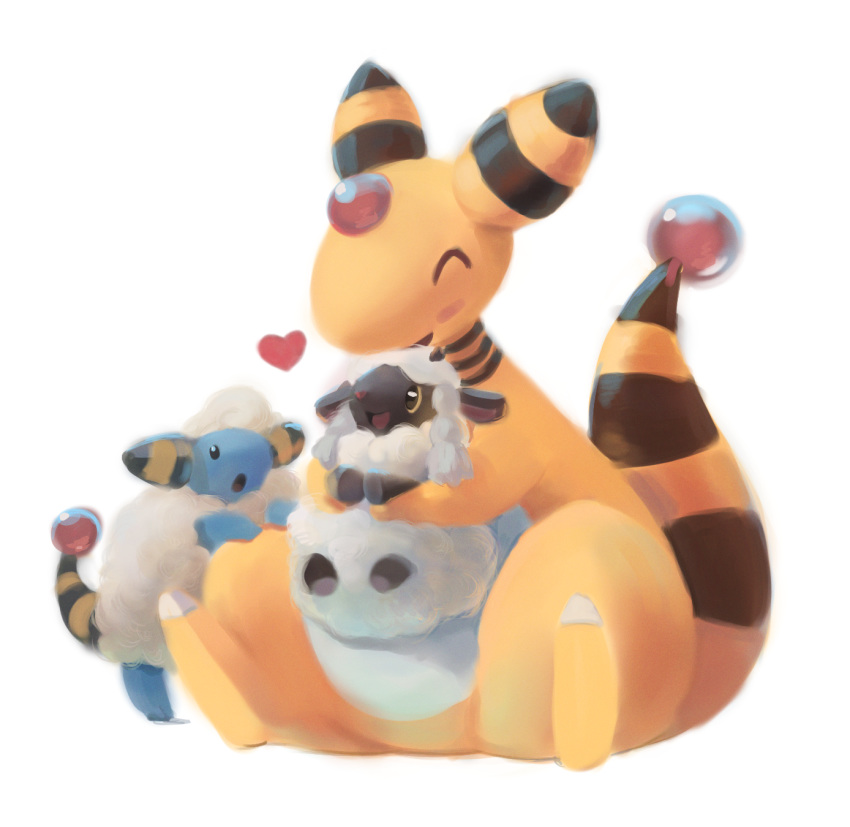 &lt;3 2019 ambiguous_gender ampharos feral group hi_res mareep nintendo pok&eacute;mon pok&eacute;mon_(species) sitting somnamg video_games wooloo