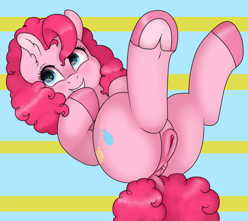 69bea anus butt cutie_mark digital_media_(artwork) earth_pony equid equine female feral friendship_is_magic hair horse mammal my_little_pony nude open_mouth pinkie_pie_(mlp) pony pussy simple_background smile solo