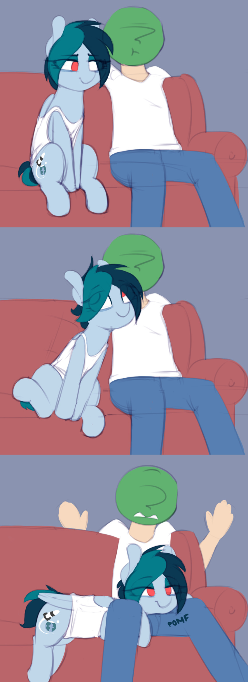 absurd_res anon clothing delta_vee duo equid equine eyeshadow female feral hi_res human lying makeup mammal mature_female my_little_pony pterippus shinodage smile sofa wings