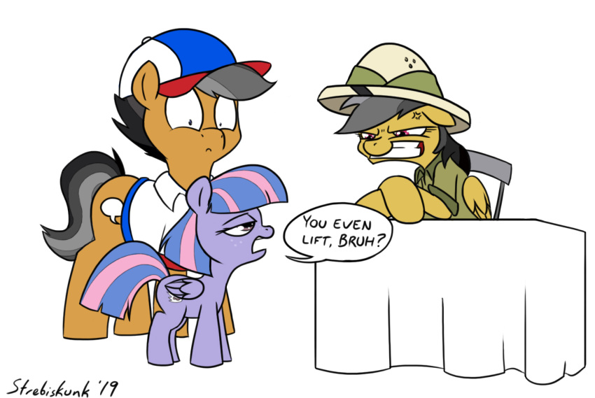 angry daring_do_(mlp) equid equine female friendship_is_magic horse male mammal my_little_pony pony pterippus quibble_pants_(mlp) simple_background strebiskunk white_background wind_sprint_(mlp) wings