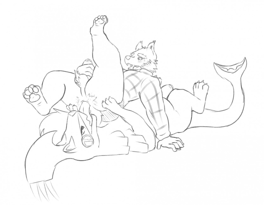 2019 anal anthro anthro_on_feral anus balls bestiality big_dom_small_sub butt caramel_carnivale clothed clothing colorless deep_rimming deeroni digital_drawing_(artwork) digital_media_(artwork) duo feral hand_on_butt kaiser_(thiccvally) legendary_pok&eacute;mon lumberwolf_(deeroni) lying male mammal masturbation nintendo open_mouth oral partially_clothed penis pok&eacute;mon pok&eacute;mon_(species) rimming sex silvally simple_background size_difference video_games white_background
