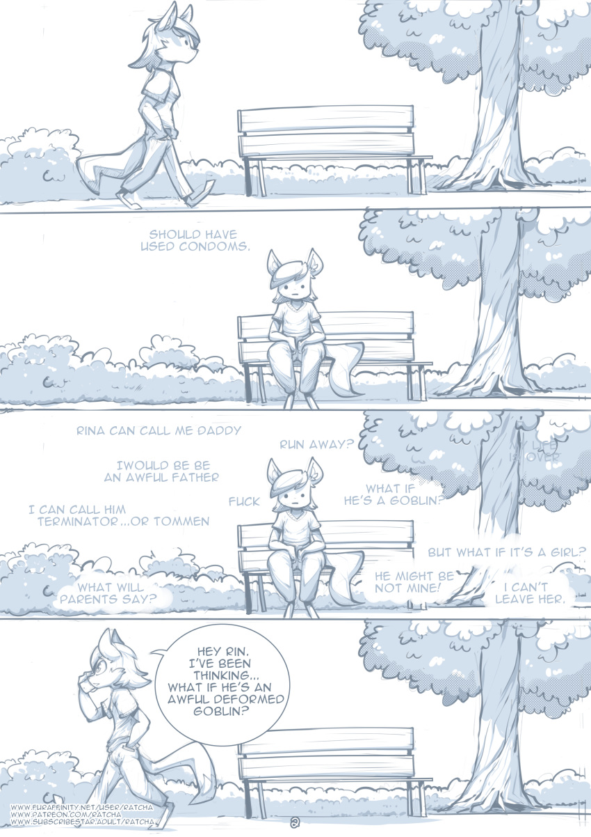 2019 absurd_res anthro canid canine clothed clothing comic digital_media_(artwork) english_text fox fur hair hi_res male mammal ratcha rick_(ratcha) solo text