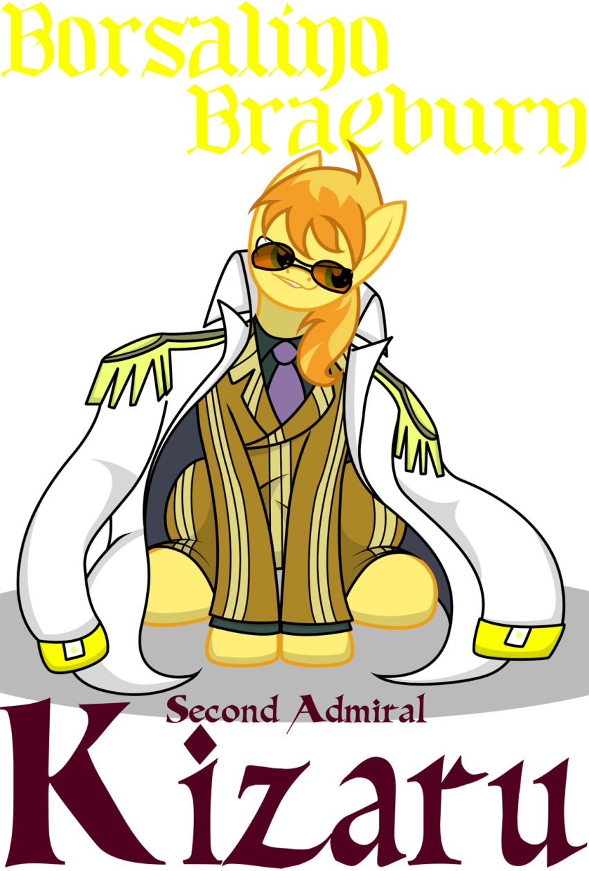 anime braeburn_(mlp) clothing coat earth_pony equid equine friendship_is_magic hi_res horse japanese_text killkatt male mammal my_little_pony one_piece pony solo text