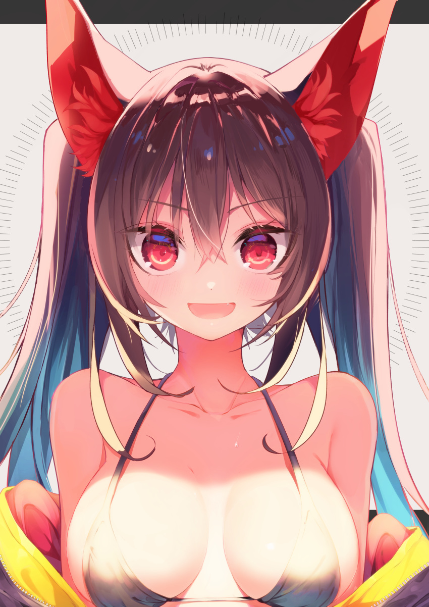 amakawa_sakko animal_ears bikini_top open_shirt tagme