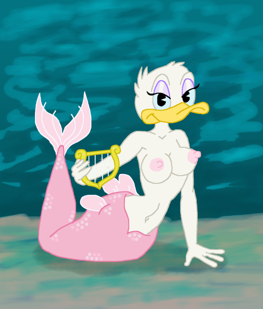 anthro breasts daisy_duck disney erect_nipples female hi_res juice87 marine merfolk nipples nude