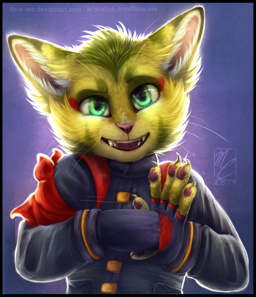 ambiguous_gender anthro carol_tea cheek_tuft clothed clothing felid feline felis fingerless_gloves flora-tea freedom_planet fur gloves green_eyes green_fur handwear hi_res mammal solo tuft video_games whiskers wildcat