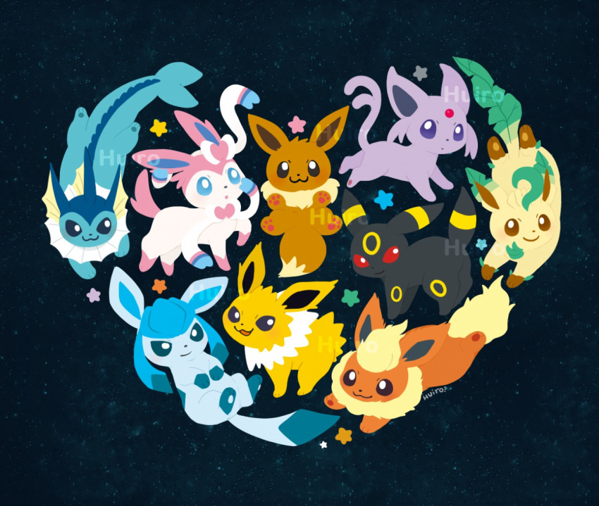 &lt;3 ambiguous_gender black_fur blue_fur eevee eeveelution espeon flareon fur glaceon huiro jolteon leafeon nintendo paws pok&eacute;mon pok&eacute;mon_(species) star sylveon umbreon vaporeon video_games yellow_fur