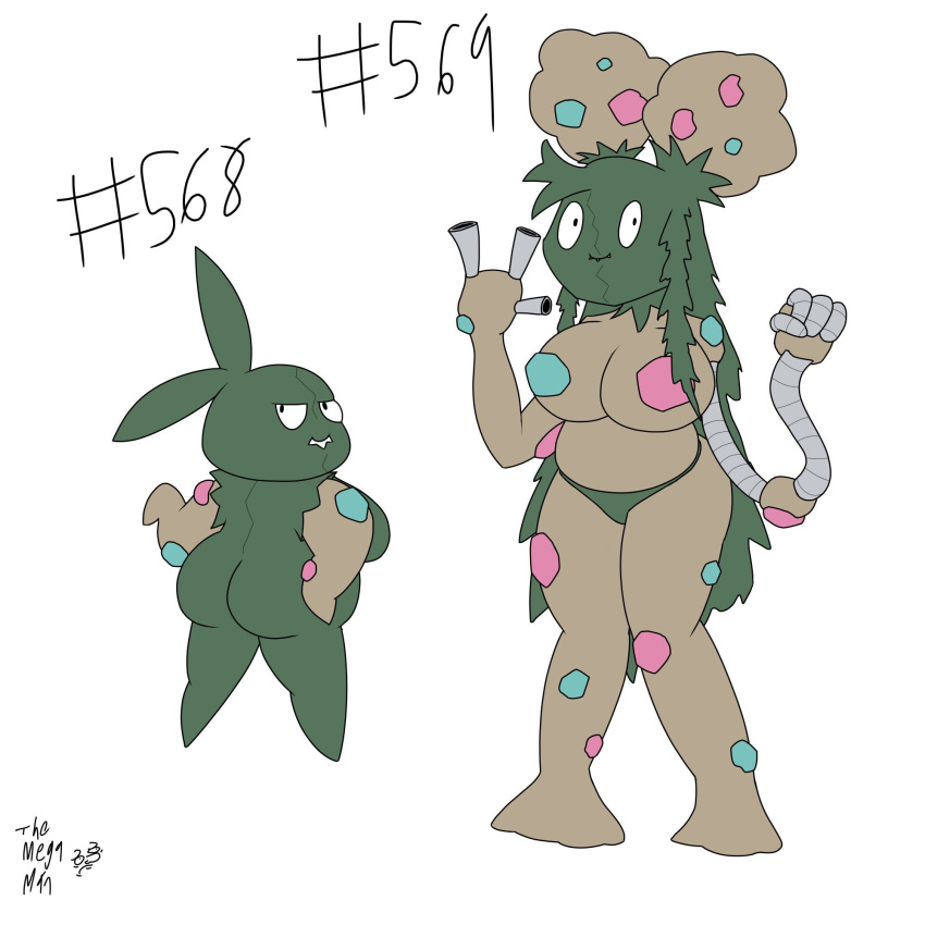 1:1 2019 animate_inanimate anthro big_breasts breasts butt digital_media_(artwork) female garbodor hi_res huge_breasts nintendo pok&eacute;mon pok&eacute;mon_(species) simple_background slightly_chubby smile thick_thighs tmm4 trubbish video_games white_background