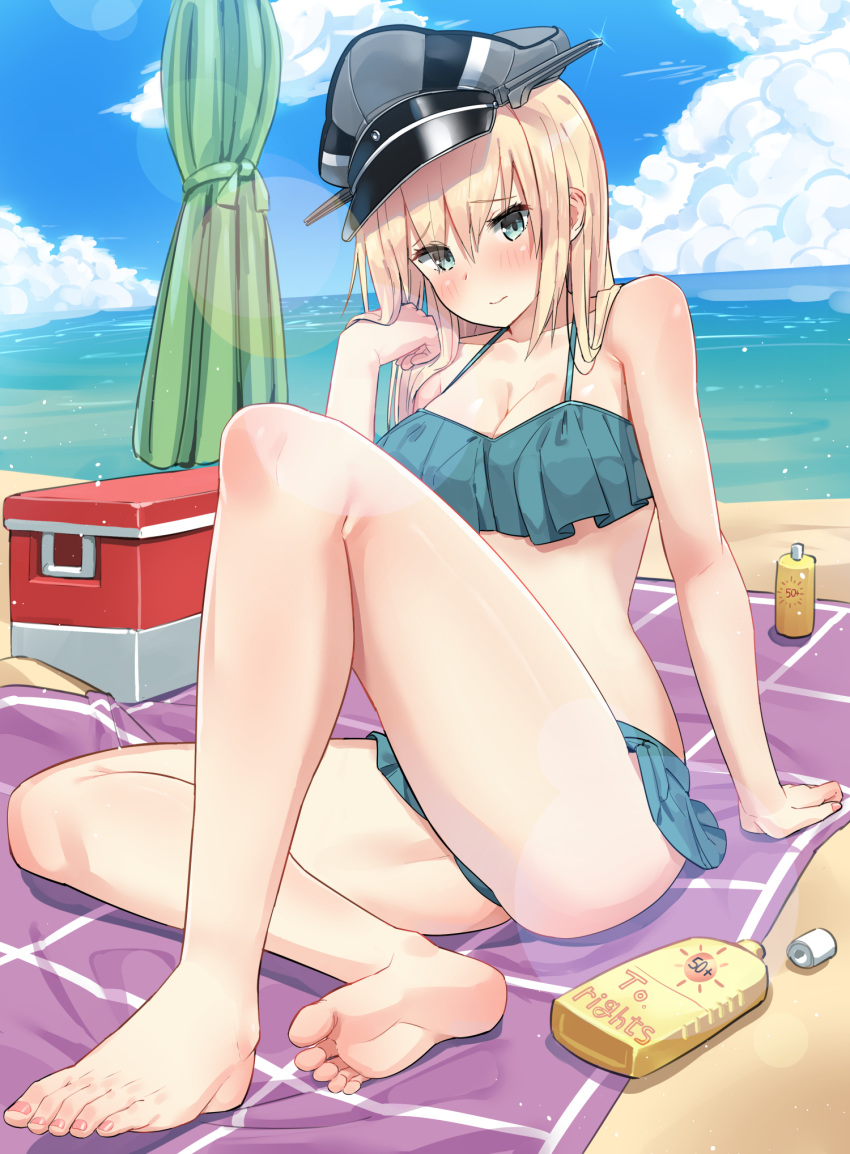 bikini bismarck_(kancolle) cleavage kantai_collection soushou_nin swimsuits