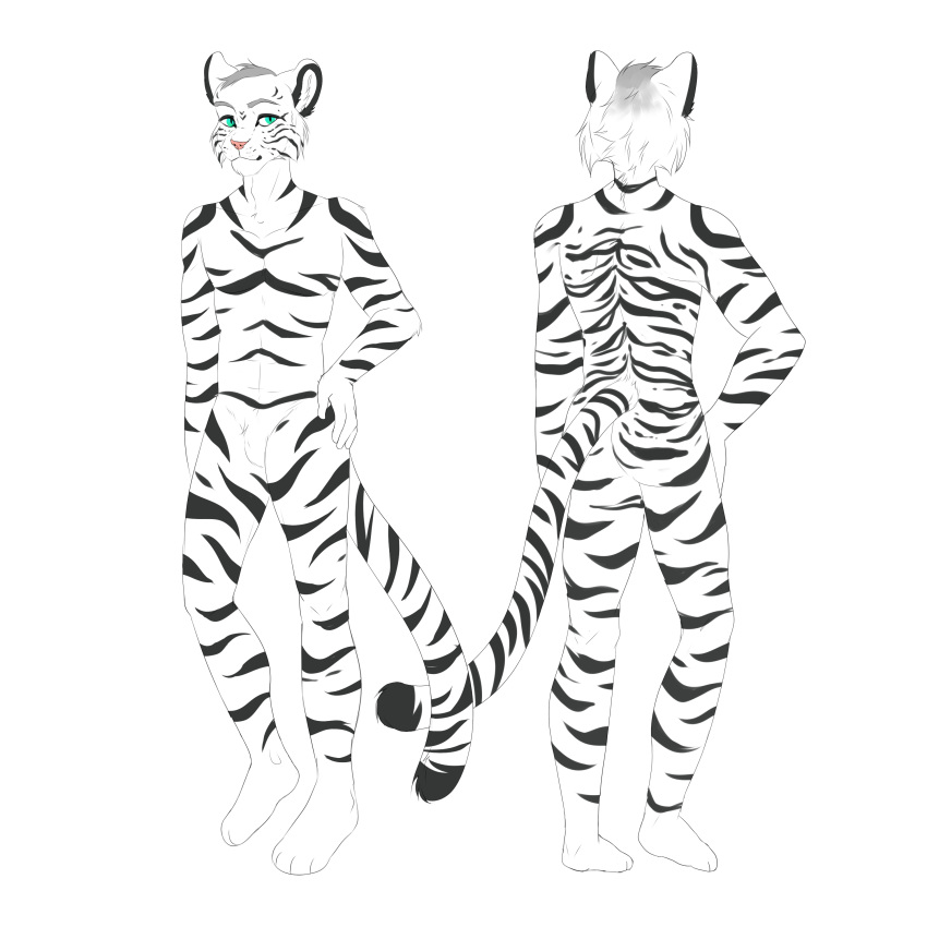 1:1 absurd_res anthro butt featureless_crotch felid hi_res kasscabel ki male mammal model_sheet nude pantherine solo tiger
