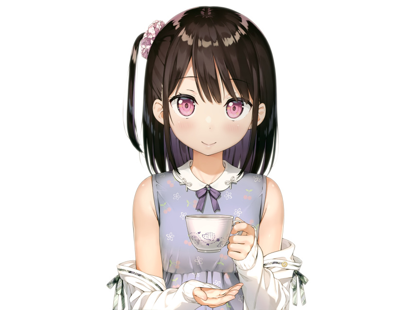 5_nenme_no_houkago black_hair drink kantoku original shizuku_(kantoku) white