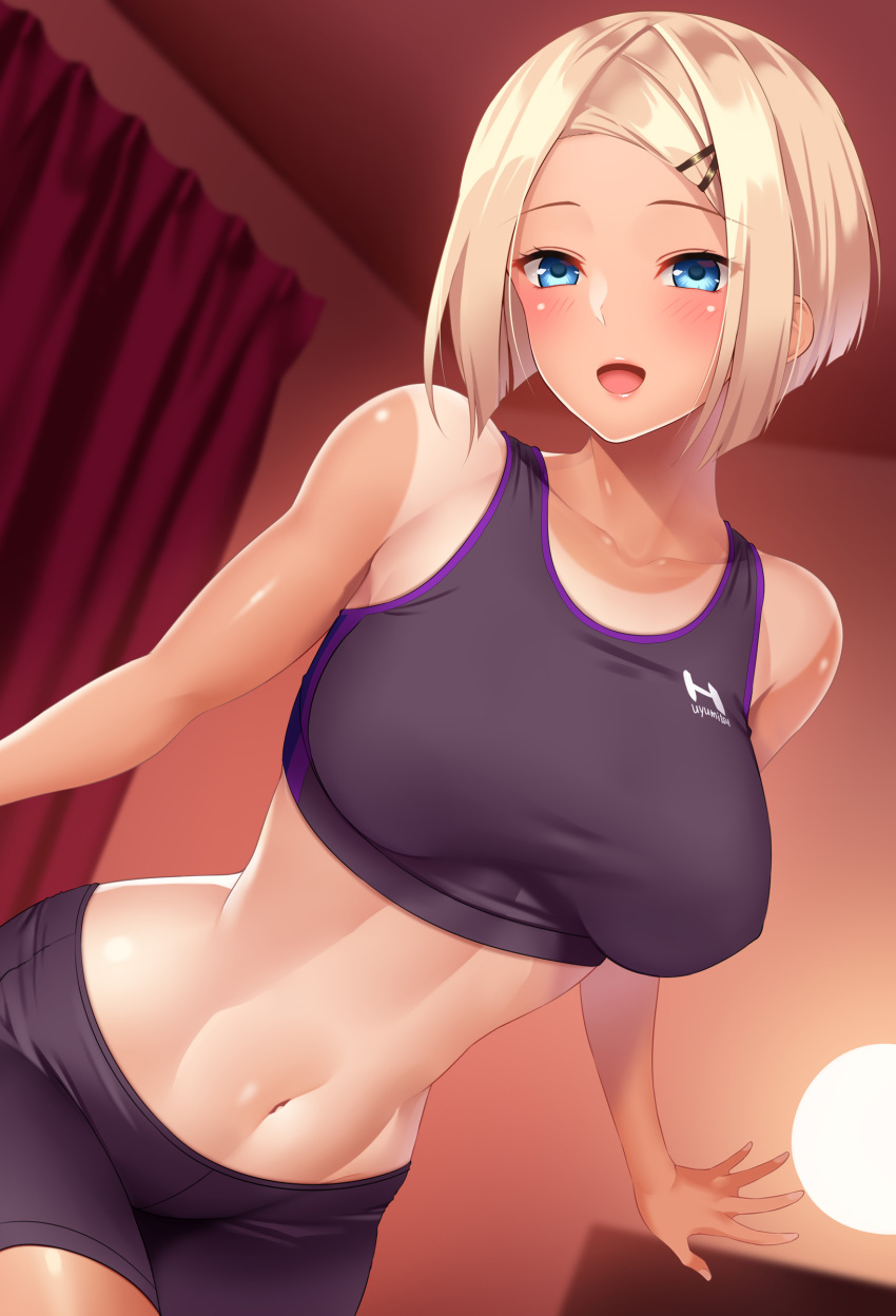 bike_shorts erect_nipples gym_uniform huyumitsu tan_lines