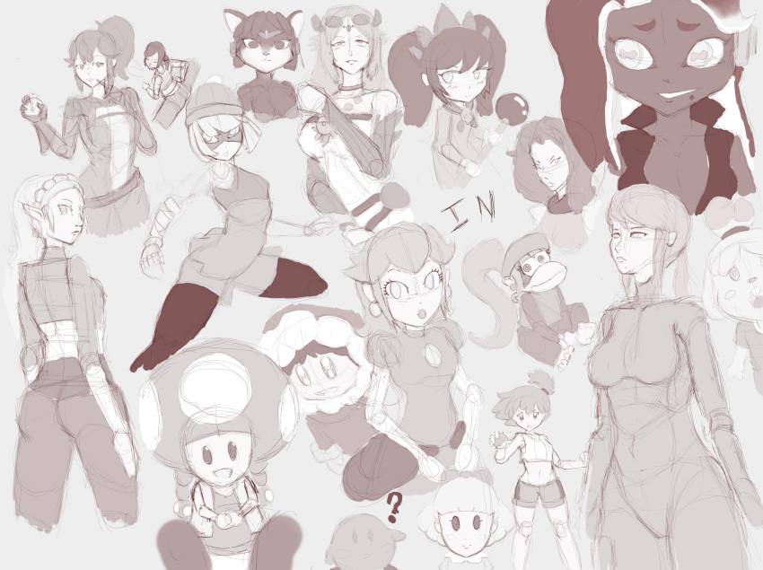 ? absurd_res animal_crossing anna_(fire_emblem) arms_(game) ashley_(warioware) black_hair bow breath_of_the_wild butt canid canine cephalopod dark_skin dixie_kong donkey_kong_(series) earthbound_(series) female fox gym_leader hair haplorhine hi_res human humanoid humanoid_pointy_ears hylian i.n. ice_climber isabelle_(animal_crossing) kid_icarus kid_icarus_uprising kirby kirby_(series) krystal mammal marina_(splatoon) marine mario_bros metroid metroid_(series) min_min misty_(pok&eacute;mon) mollusk monkey monochrome nana nintendo octarian octoling palutena paula paula_(earthbound) pauline pigtails pok&eacute;mon primate princess_peach princess_zelda samus_aran sketch splatoon star_fox super_mario_(series) super_mario_odyssey super_smash_bros. the_legend_of_zelda toad_(mario) toadette video_games warioware wii wii_fit wii_fit_trainer