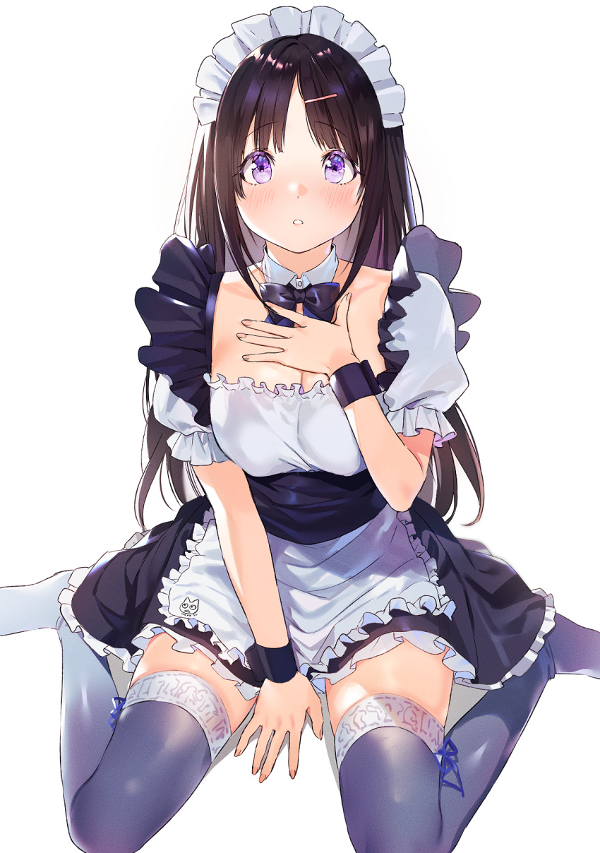 breast_hold chitanda_eru cleavage hyouka maid mery thighhighs