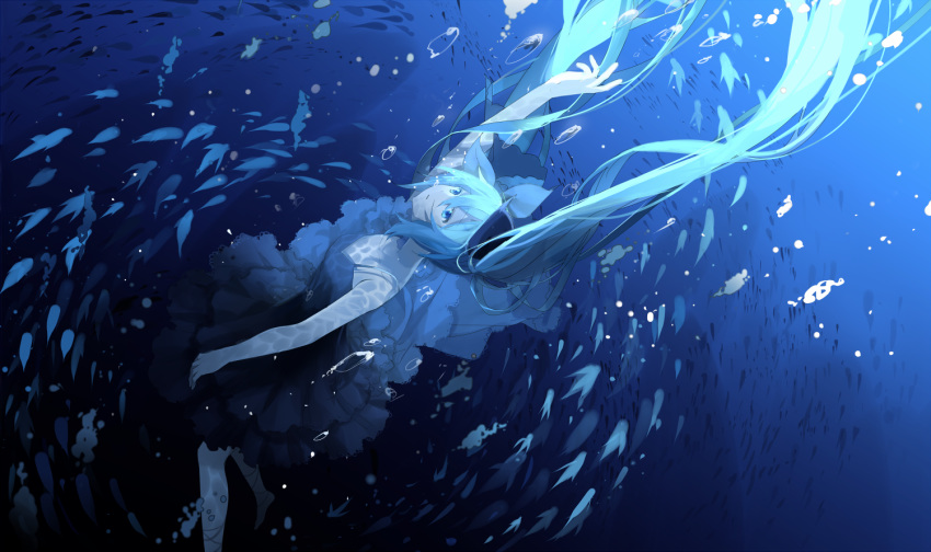 animal bubbles deep-sea_girl_(vocaloid) fish hatsune_miku underwater vocaloid water xiaonuo_(1906803064)