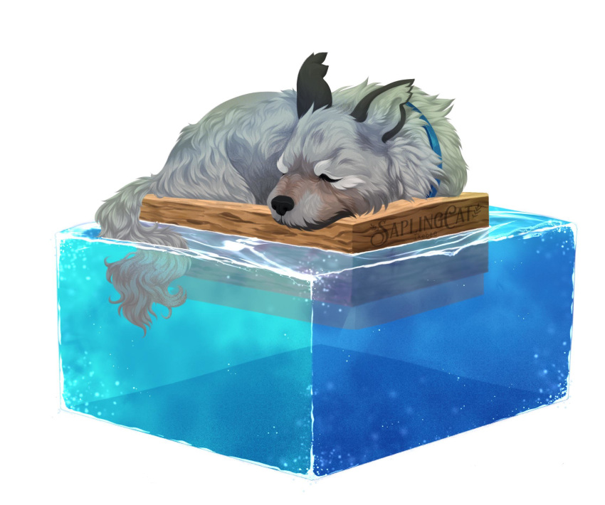 boat canid canine canis collar domestic_dog hi_res ikebee mammal minecraft pewdiepie simple_background solo sven_(pewdiepie) vehicle video_games water white_background