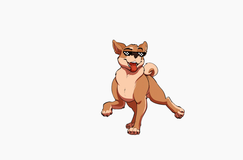 ambiguous_gender animated brolaren canid canine canis dancing deal_with_it domestic_dog eyewear feral fur mammal open_mouth open_smile rags_(youtuber) shiba_inu simple_background smile solo spitz sunglasses teeth tongue tongue_out white_background