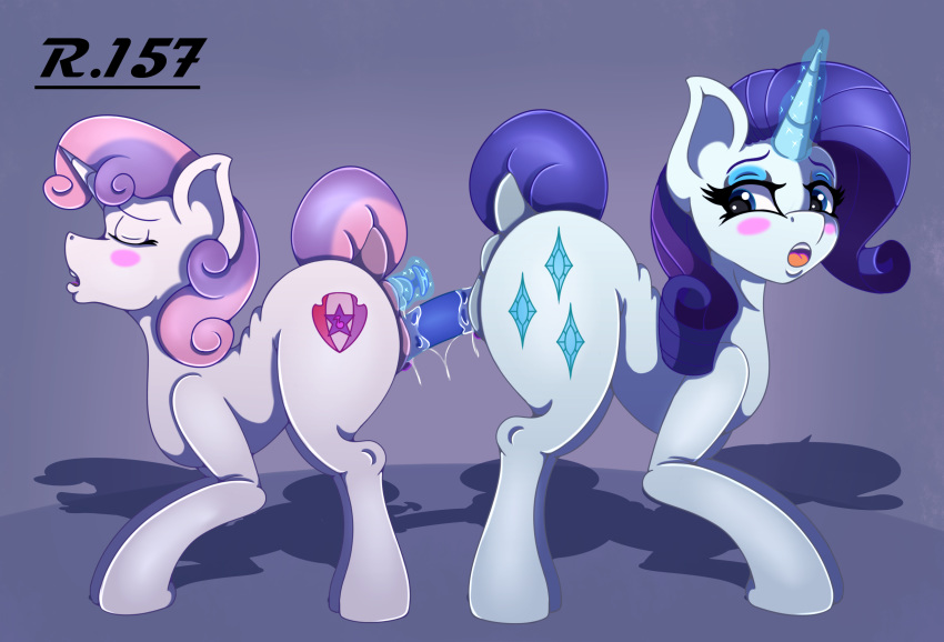 2019 aged_up dildo equid equine eyes_closed female female/female friendship_is_magic hi_res horn magic mammal moan my_little_pony rarity_(mlp) renegade-157 sex_toy sibling sister sisters sweetie_belle_(mlp) unicorn