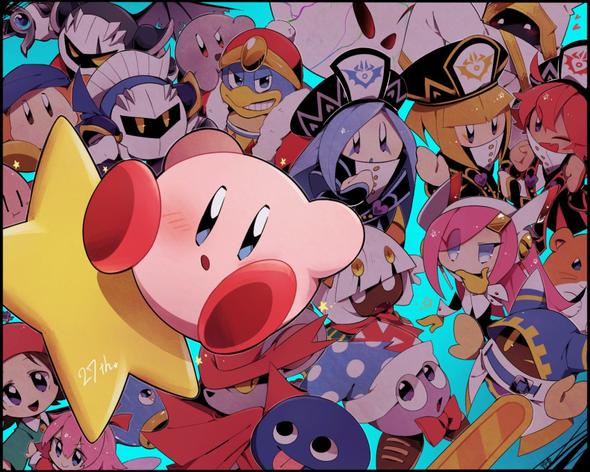 adeleine bandana_waddle_dee coo_(kirby) dark_meta_knight daroach flamberge_(kirby) francisca_(kirby) gooey highres hyness kine_(kirby) king_dedede kirby kirby:_star_allies kirby_(series) magolor marx meta_knight ribbon_(kirby) rick_(kirby) susie_(kirby) suzuyuki_cafe taranza void_termina zan_partizanne