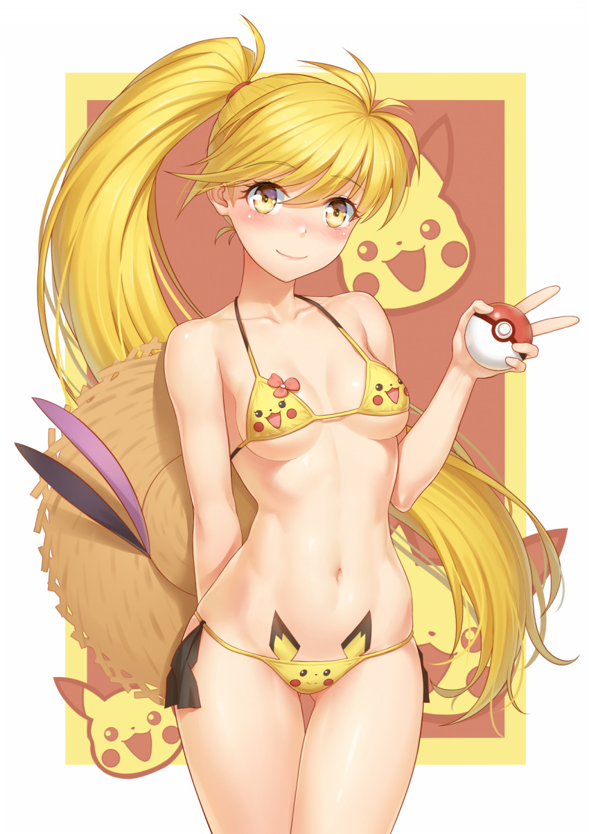 anarchojs bikini pichu pikachu pokemon pokemon_special swimsuits yellow_(pokemon)