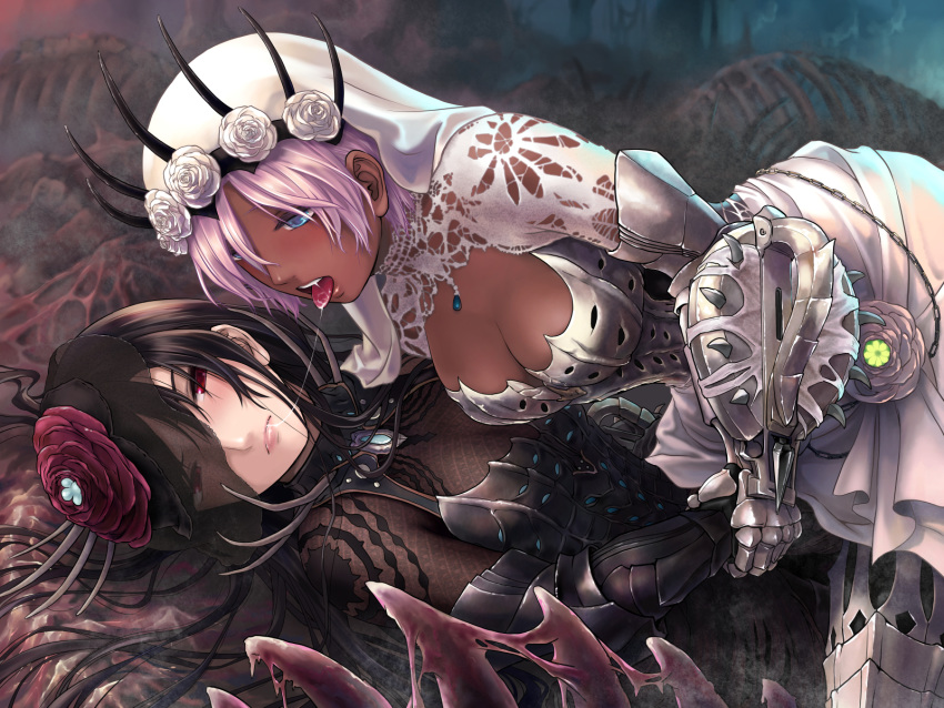 armor cleavage monster_hunter_world see_through takekawa_shin yuri