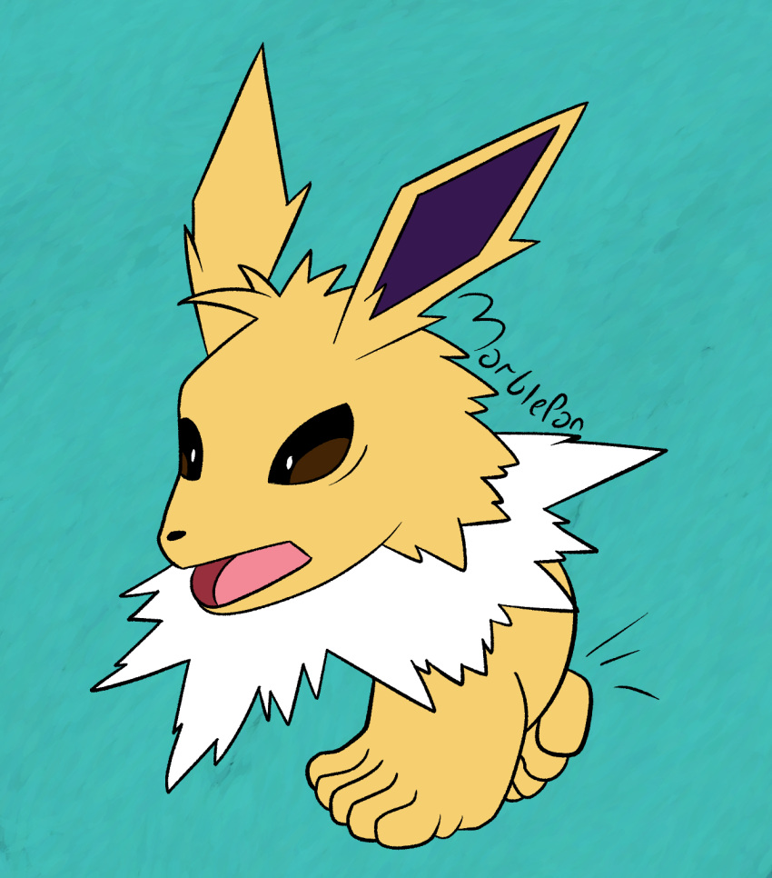 5_toes barefoot eeveelution feet foot_fetish foot_focus fur generation_1_pokemon goomba hi_res humanoid_feet jolteon marblepan mario_bros modular nintendo paws plantigrade pokemon pokemon_(species) squish toes yellow_body yellow_fur