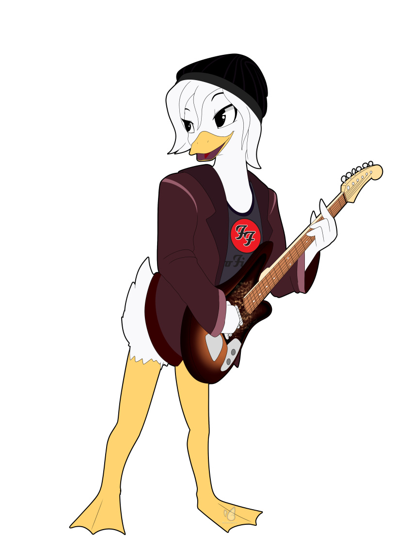 90s_clothing absurd_res alternative_rock anatid anseriform anthro avian bird bludraconoid bottomless bottomwear clothed clothing daisy_duck denim denim_bottomwear denim_clothing disney duck ducktales ducktales_(2017) electric_guitar female grunge_(genre) guitar guitarist hardcore_punk heavy_metal hi_res jeans musical_instrument musician pants playing_guitar playing_music plucked_string_instrument punk_rock rock_(genre) shoeless singer solo string_instrument
