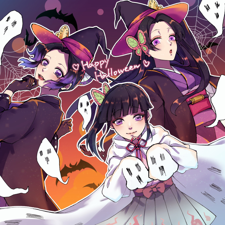 em_(artist) halloween japanese_clothes kimetsu_no_yaiba kochou_kanae kochou_shinobu tsuyuri_kanao witch